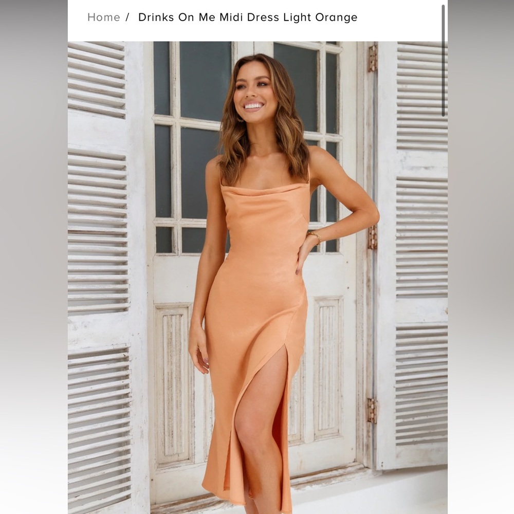 Hello Molly Drinks On Me Orange Midi Dress